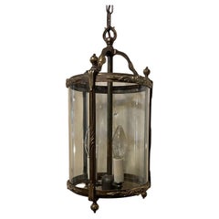Merveilleuse Petite Lanterne à Panneau Cylindrique en Bronze Laiton Français
