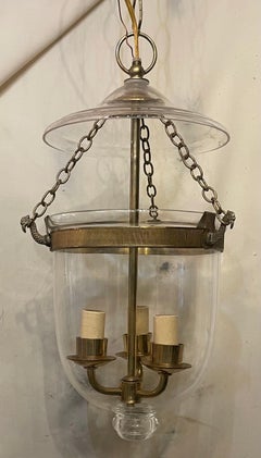 Wonderful Petite Hector Finch Temple Brass Glass Bell Jar Lantern Light Fixture