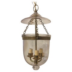Wonderful Petite Hector Finch Temple Brass Glass Bell Jar Lantern Light Fixture