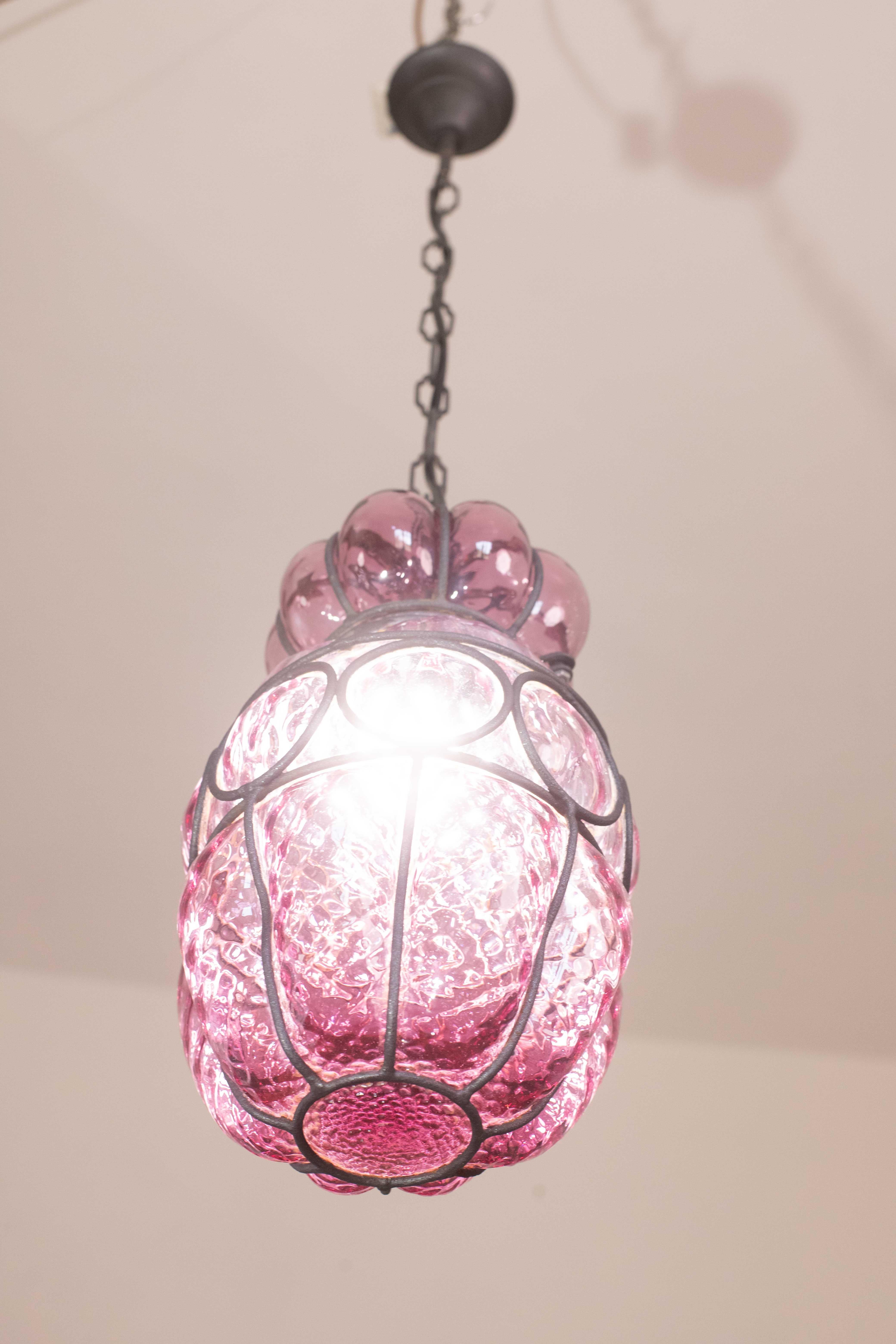 Merveilleuse lanterne vénitienne de couleur prune, verre de Murano Seguso, Italie, années 1950 en vente 5
