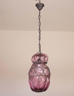Wonderful plum colour Venetian Lantern, Seguso Murano Glass, Italy, 1950s