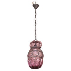 Wonderful plum colour Venetian Lantern, Seguso Murano Glass, Italy, 1950s