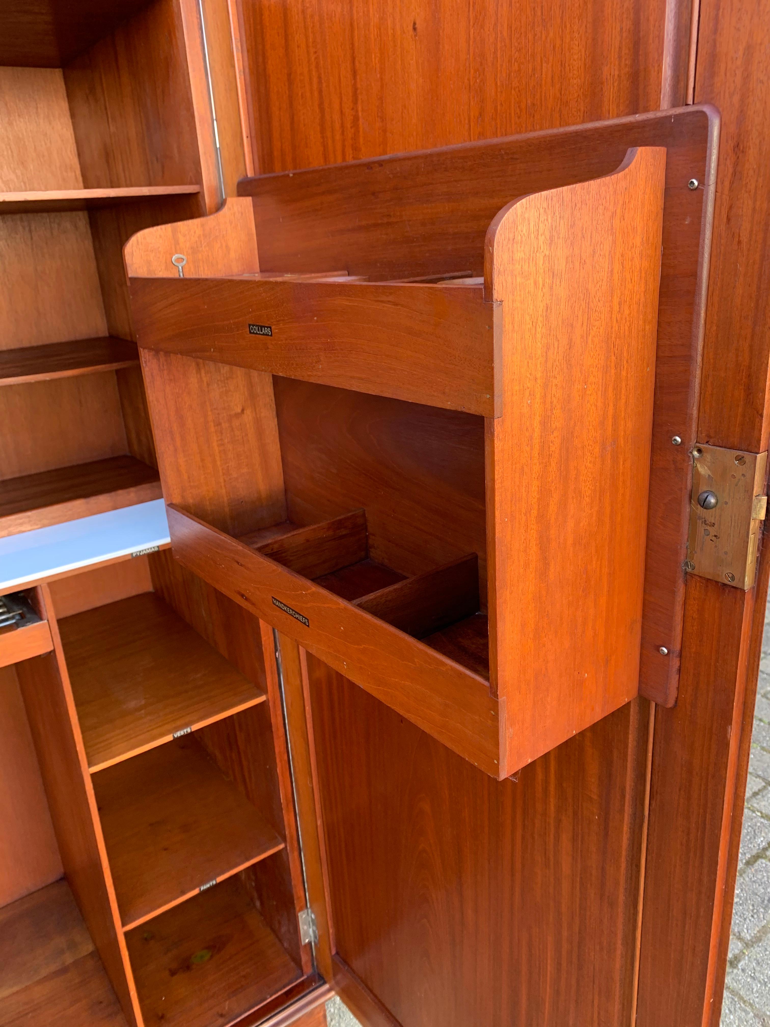 Chrome Wonderful & Practical Early 1900 English Mahogany Gentleman's Compactom Wardrobe