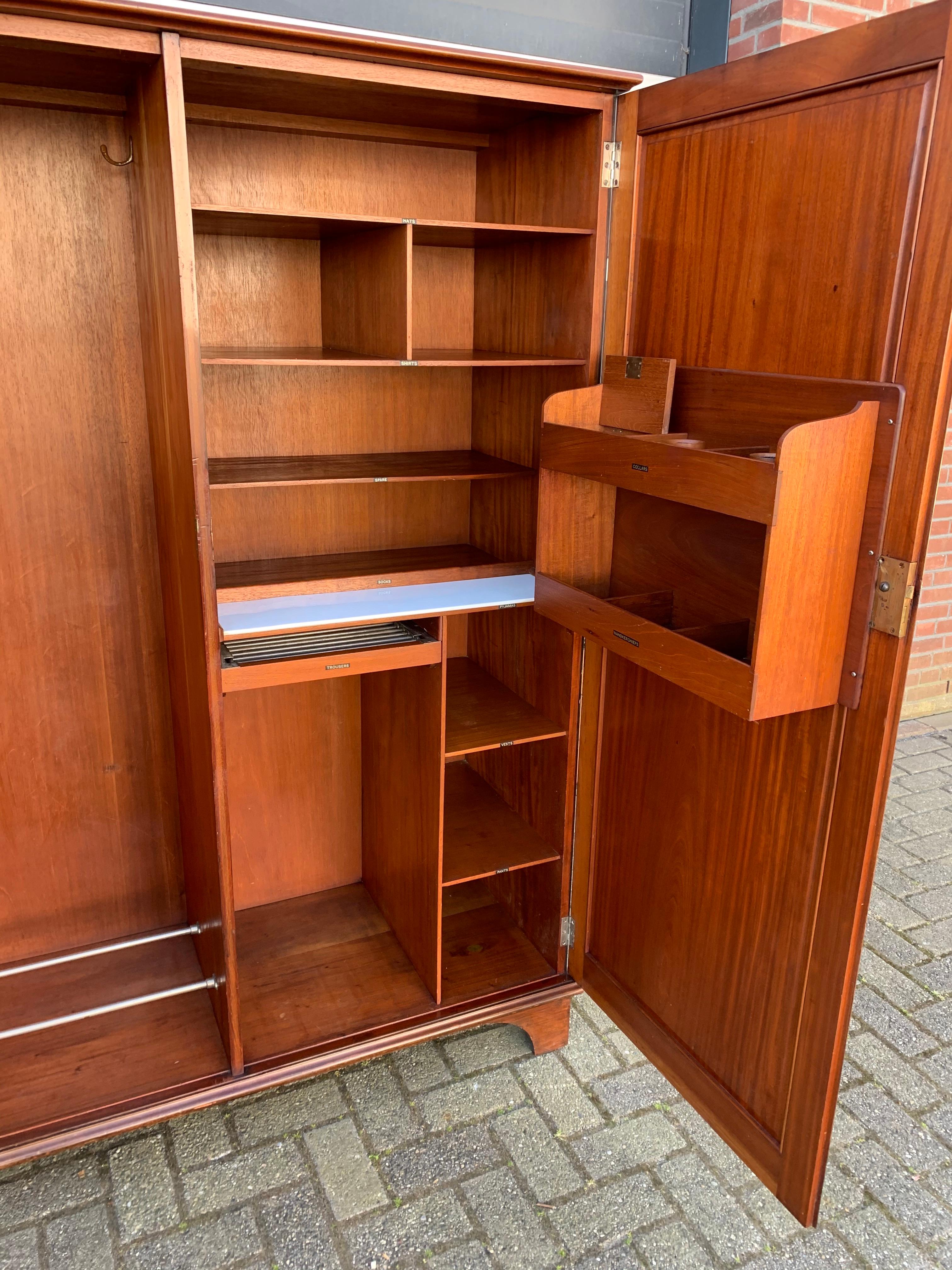 20th Century Wonderful & Practical Early 1900 English Mahogany Gentleman's Compactom Wardrobe
