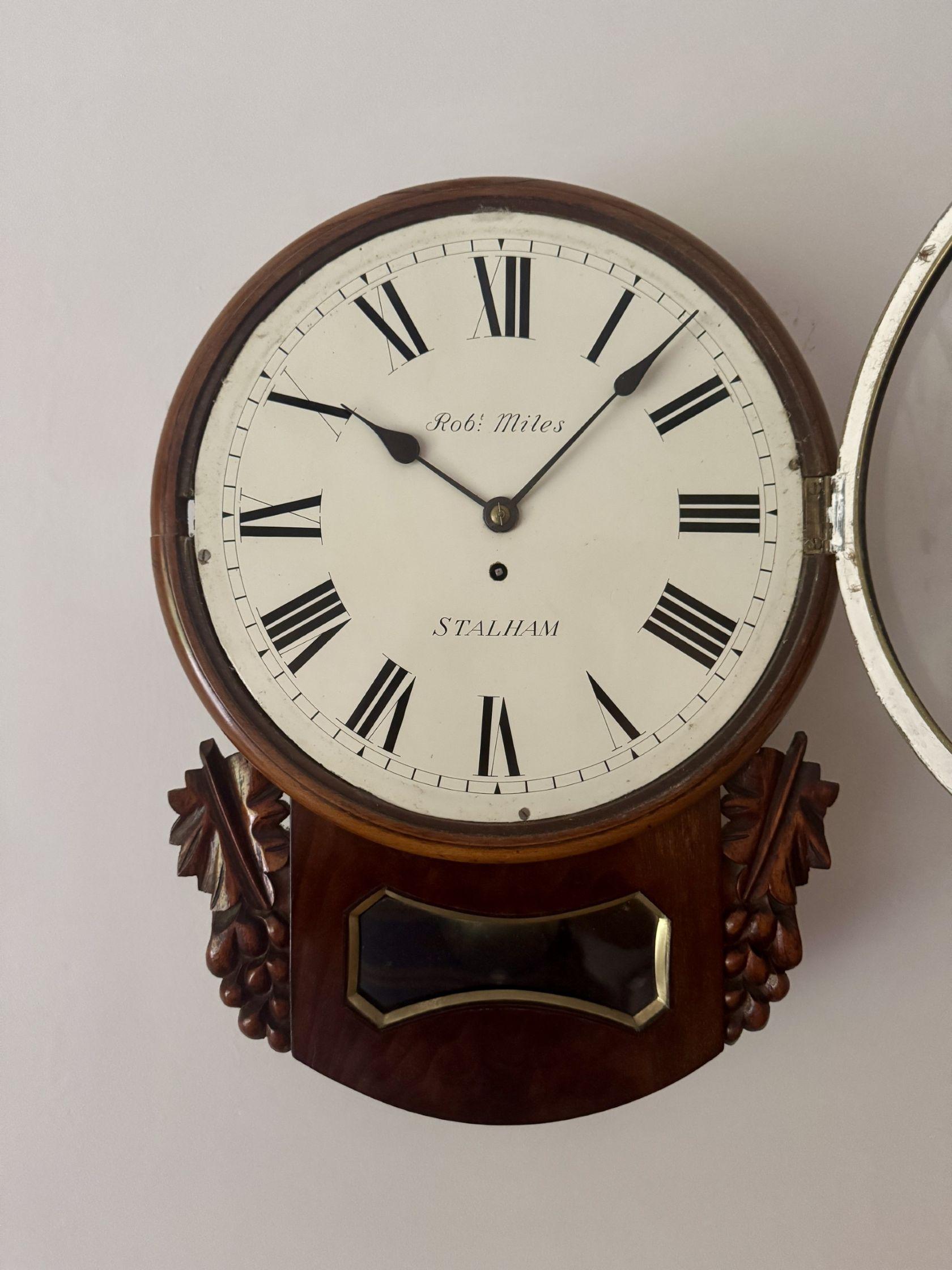 Meraviglioso orologio da parete in mogano del XIX secolo con quadrante a goccia di ottima qualità In condizioni buone in vendita a Ipswich, GB