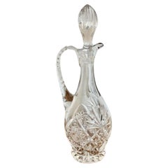 Maravillosa jarra de cristal tallado eduardiano antiguo de calidad 