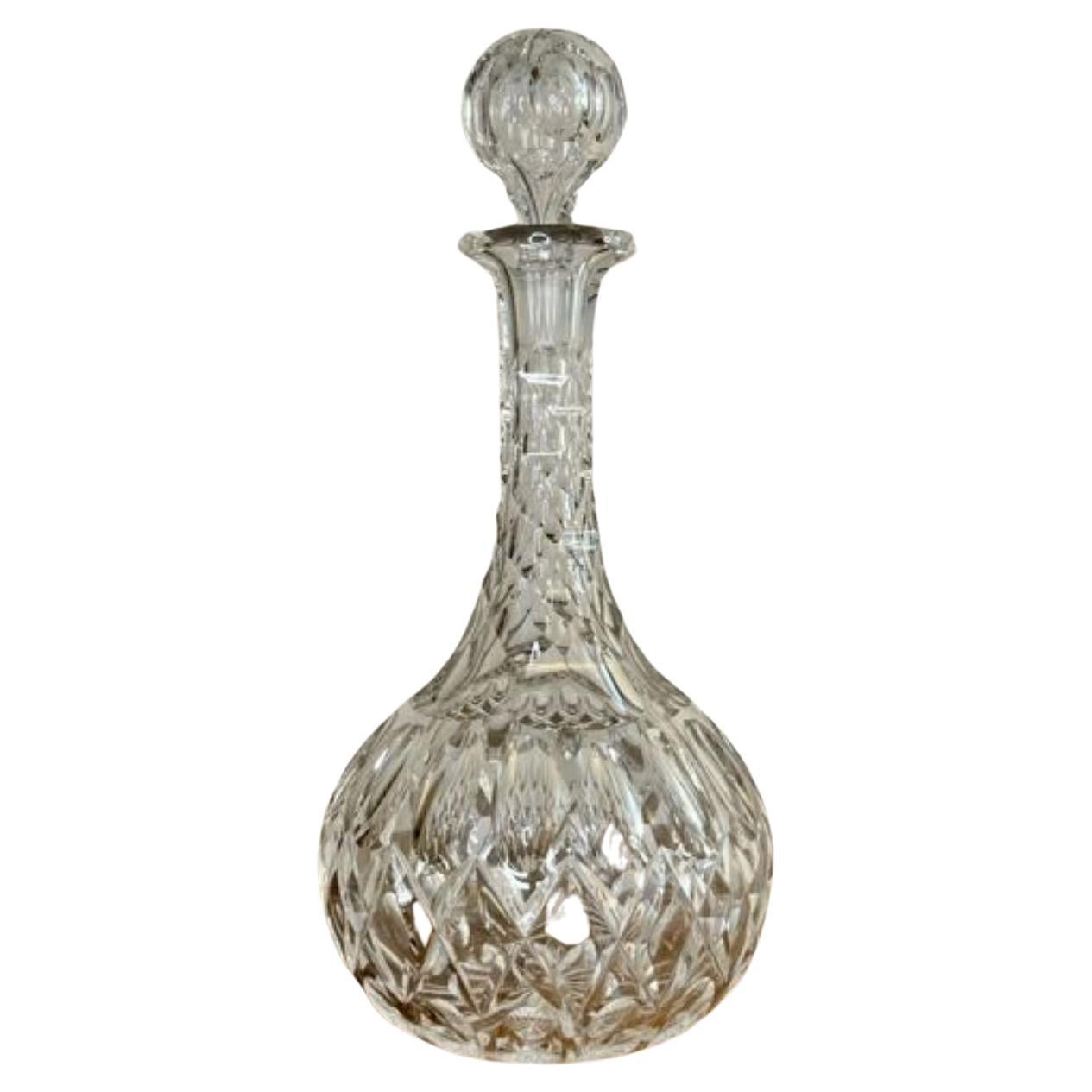 Maravillosa jarra de cristal tallado eduardiano antiguo de calidad