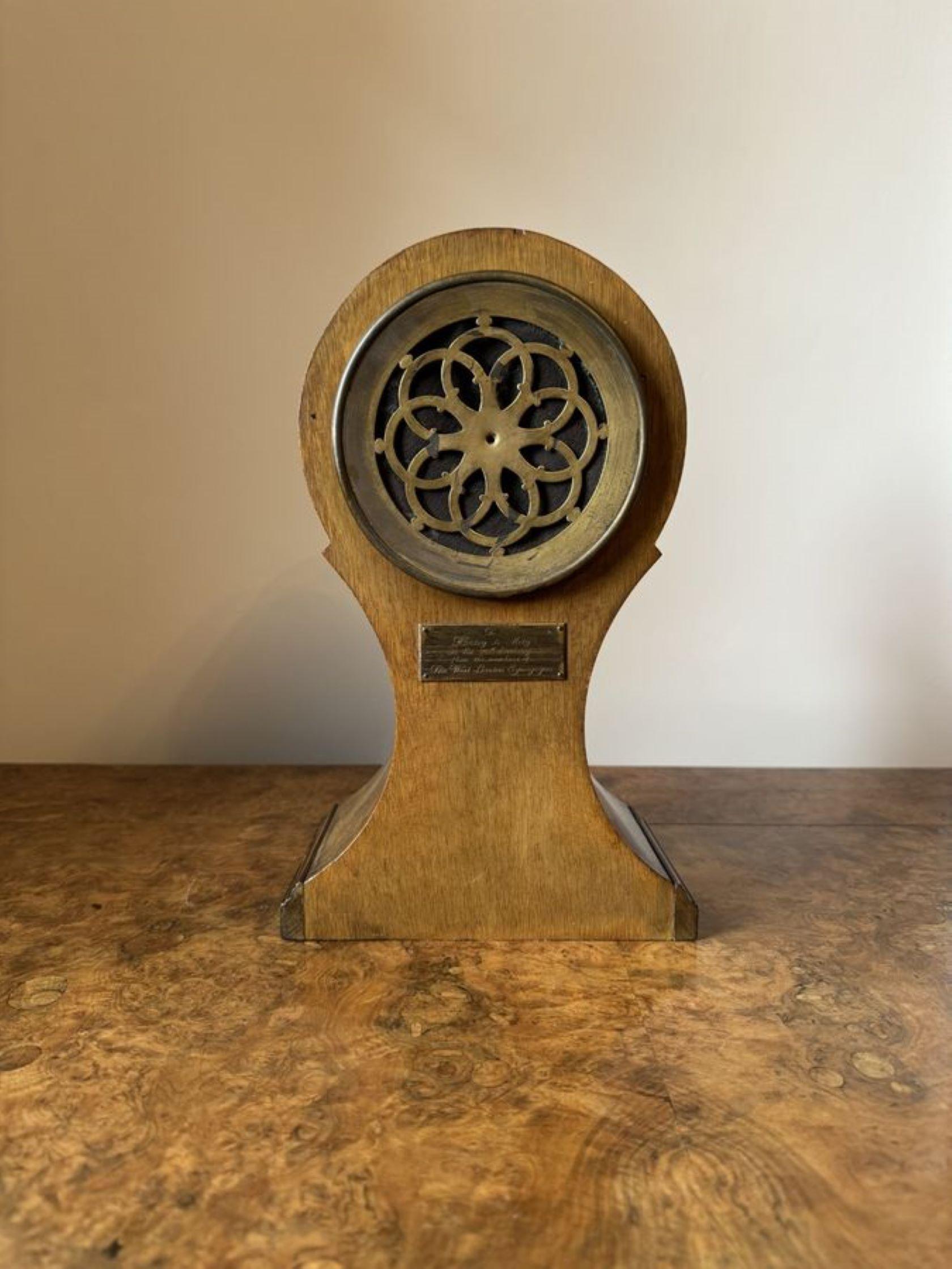 20th Century Wonderful quality antique Edwardian mahogany inlaid balloon shaped mantle clock  For Sale