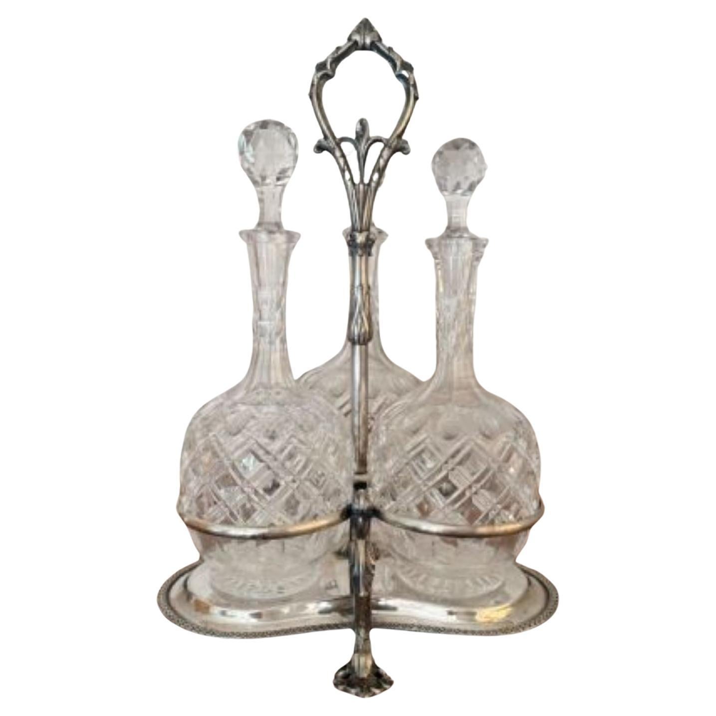 Wonderful quality antique Edwardian quality cut glass decanters & stand