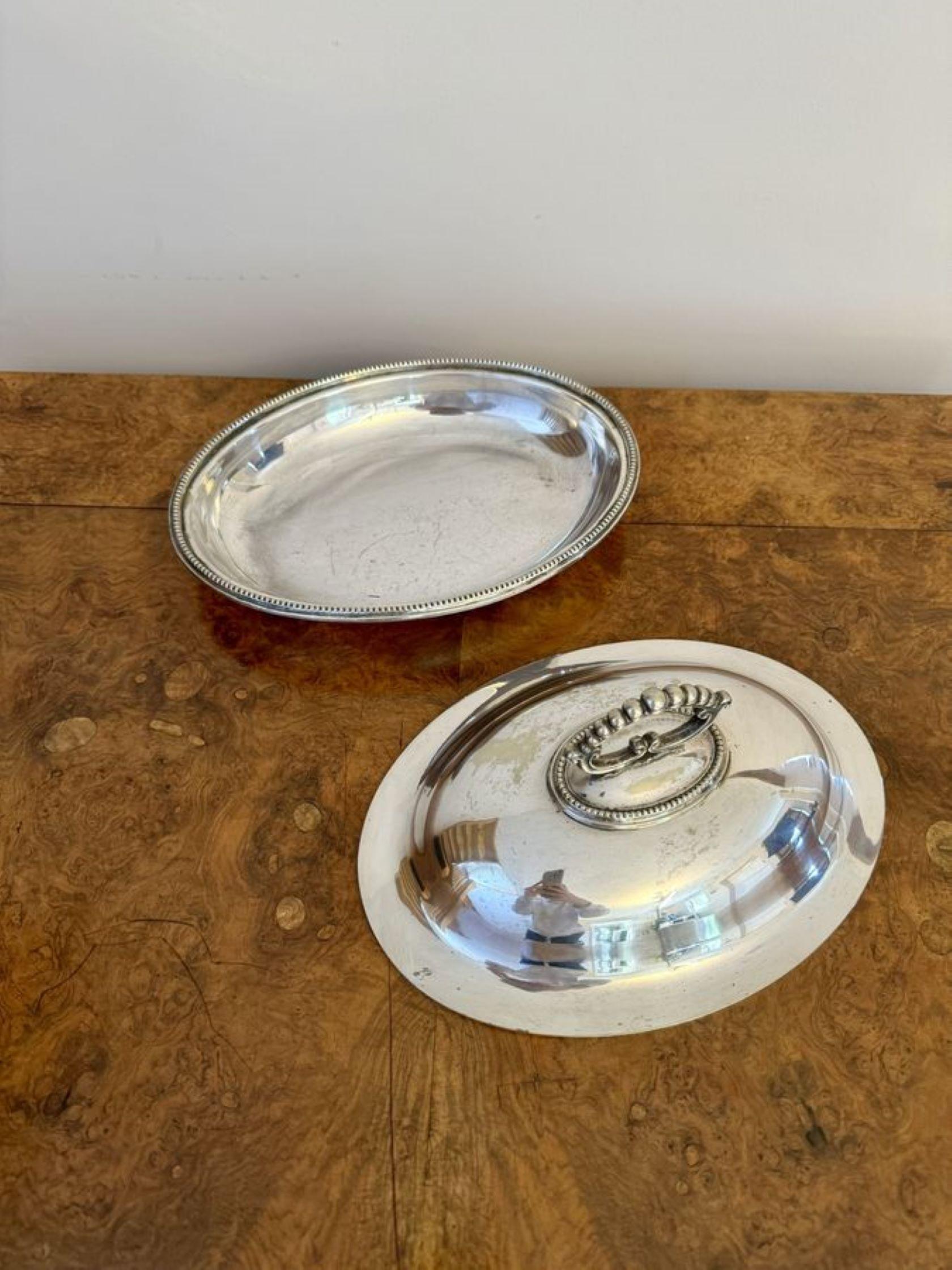 Silver Plate Wonderful quality antique Edwardian silver plated entree dish  For Sale