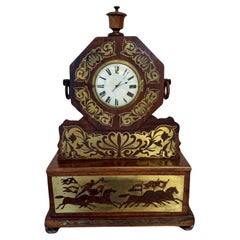 Wonderful quality antique Regency rosewood brass inlaid mantle clock
