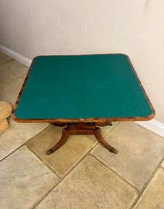 Wonderful quality antique Regency rosewood & brass pedestal card table
