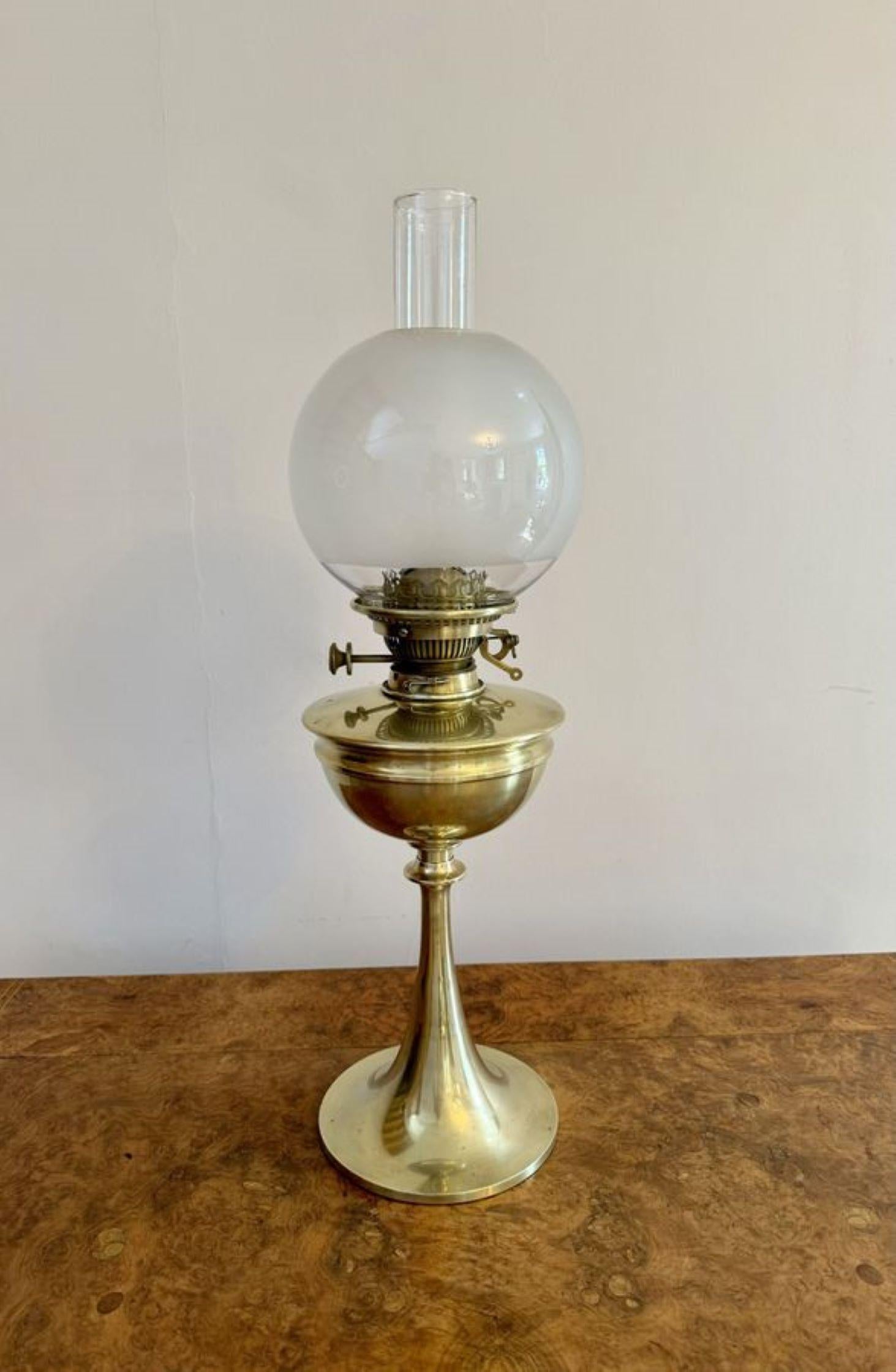 19th Century Wonderful quality antique Victorian brass oil lamp by Hinks and Sons  For Sale