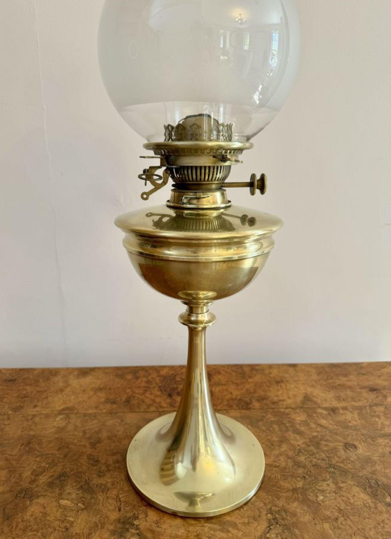 Brass Wonderful quality antique Victorian brass oil lamp by Hinks and Sons  For Sale