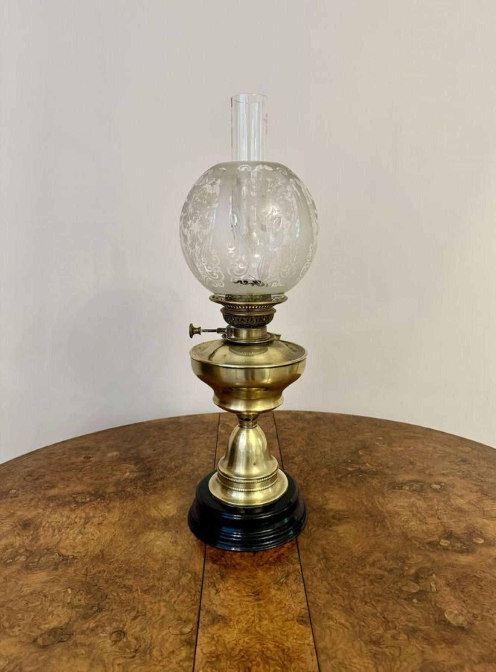 Lámpara de aceite de latón victoriana antigua de maravillosa calidad en Bueno Estado en Ipswich, GB