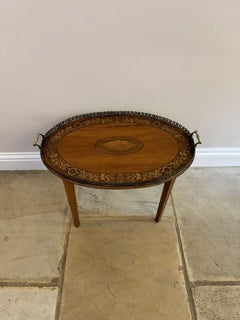 Wonderful quality antique Victorian mahogany inlaid tray table