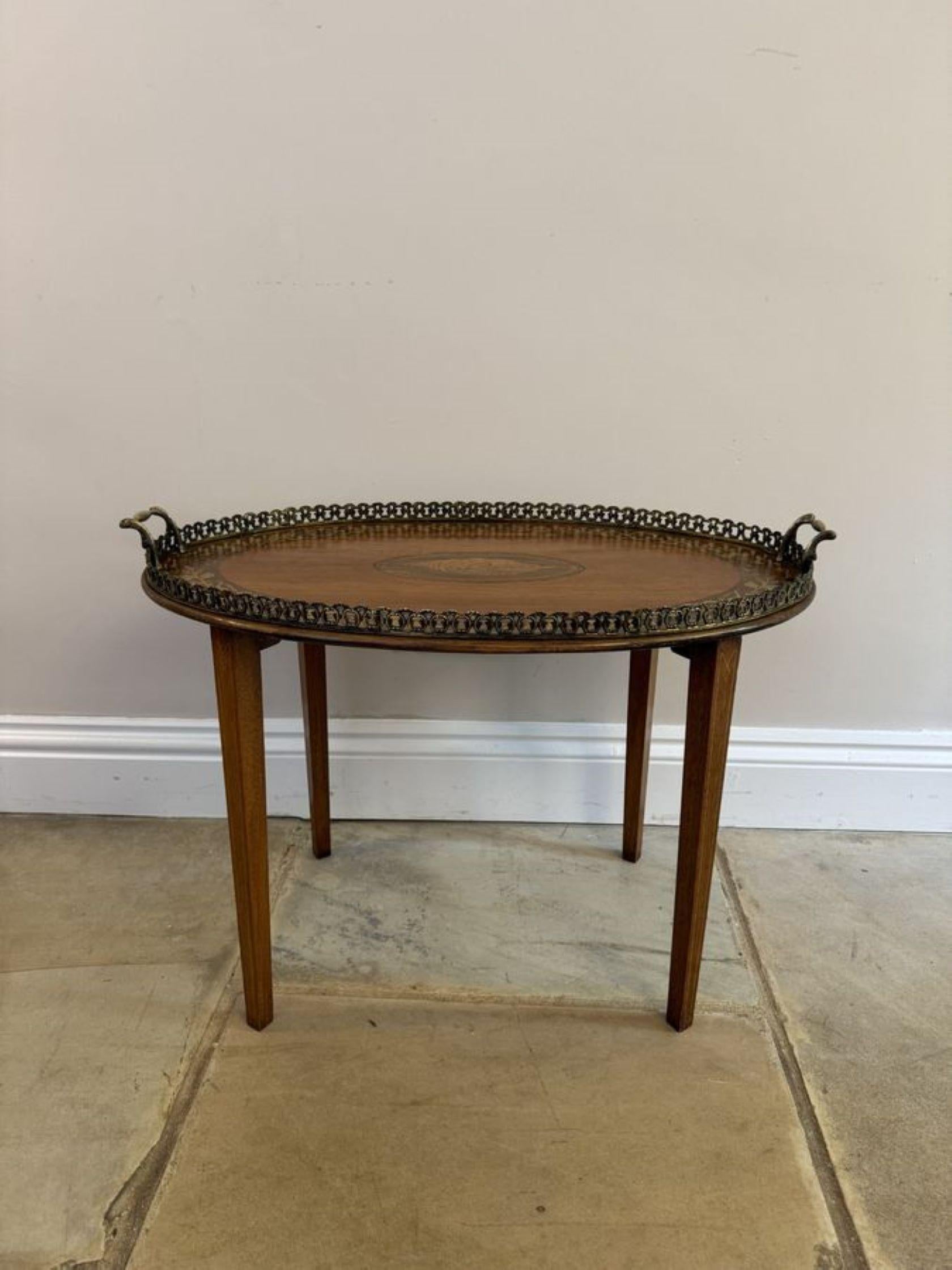Wonderful quality antique Victorian mahogany inlaid tray table In Good Condition In Ipswich, GB