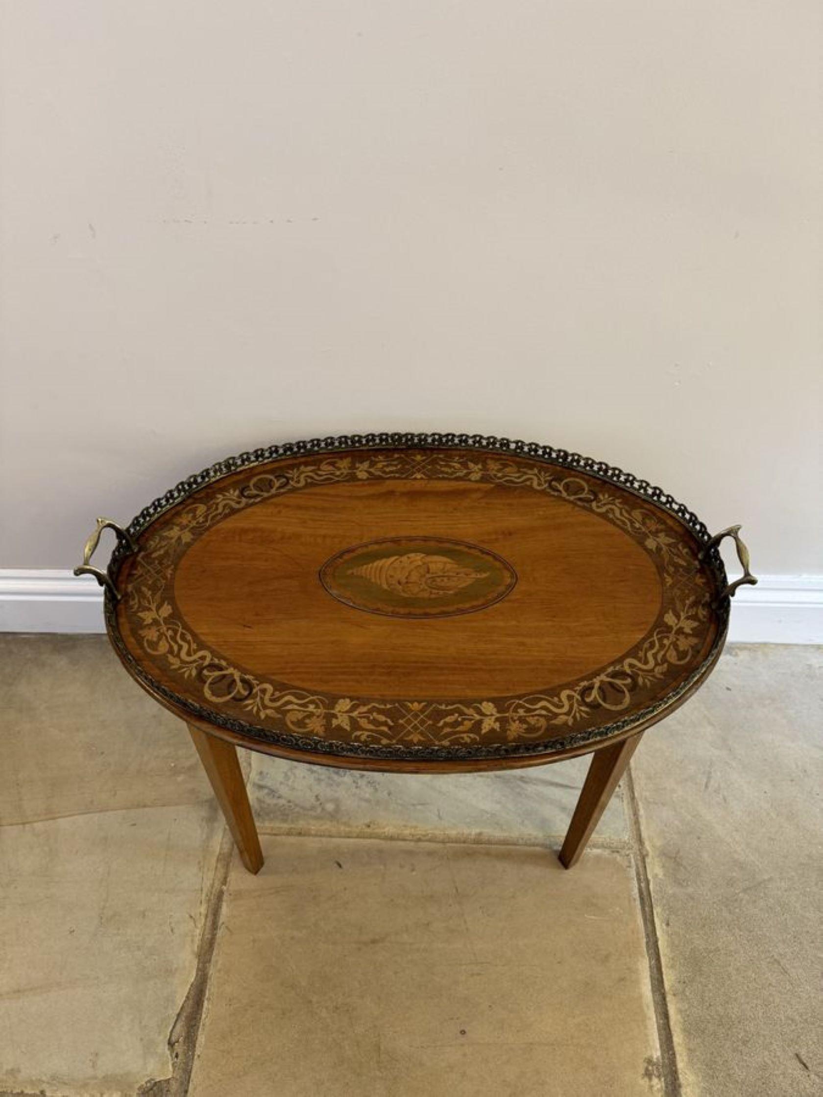 19th Century Wonderful quality antique Victorian mahogany inlaid tray table