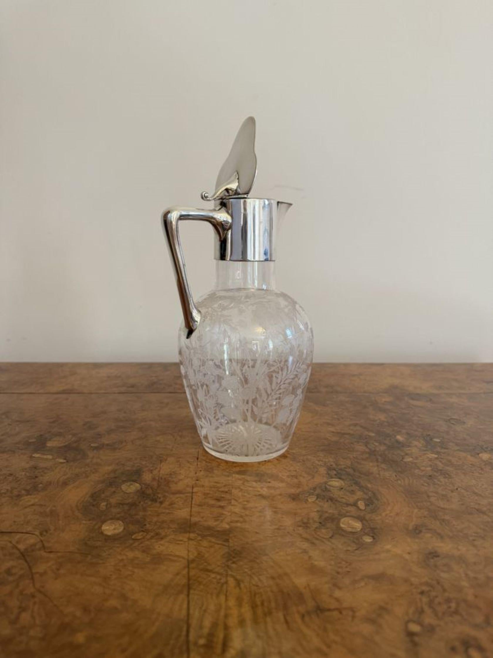 Maravillosa jarra de clarete victoriana antigua bañada en plata de calidad en venta 2