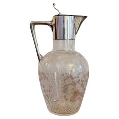 Maravillosa jarra de clarete victoriana antigua bañada en plata de calidad 