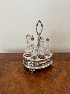 Wonderful quality antique Victorian silver sterling seven bottle cruet set