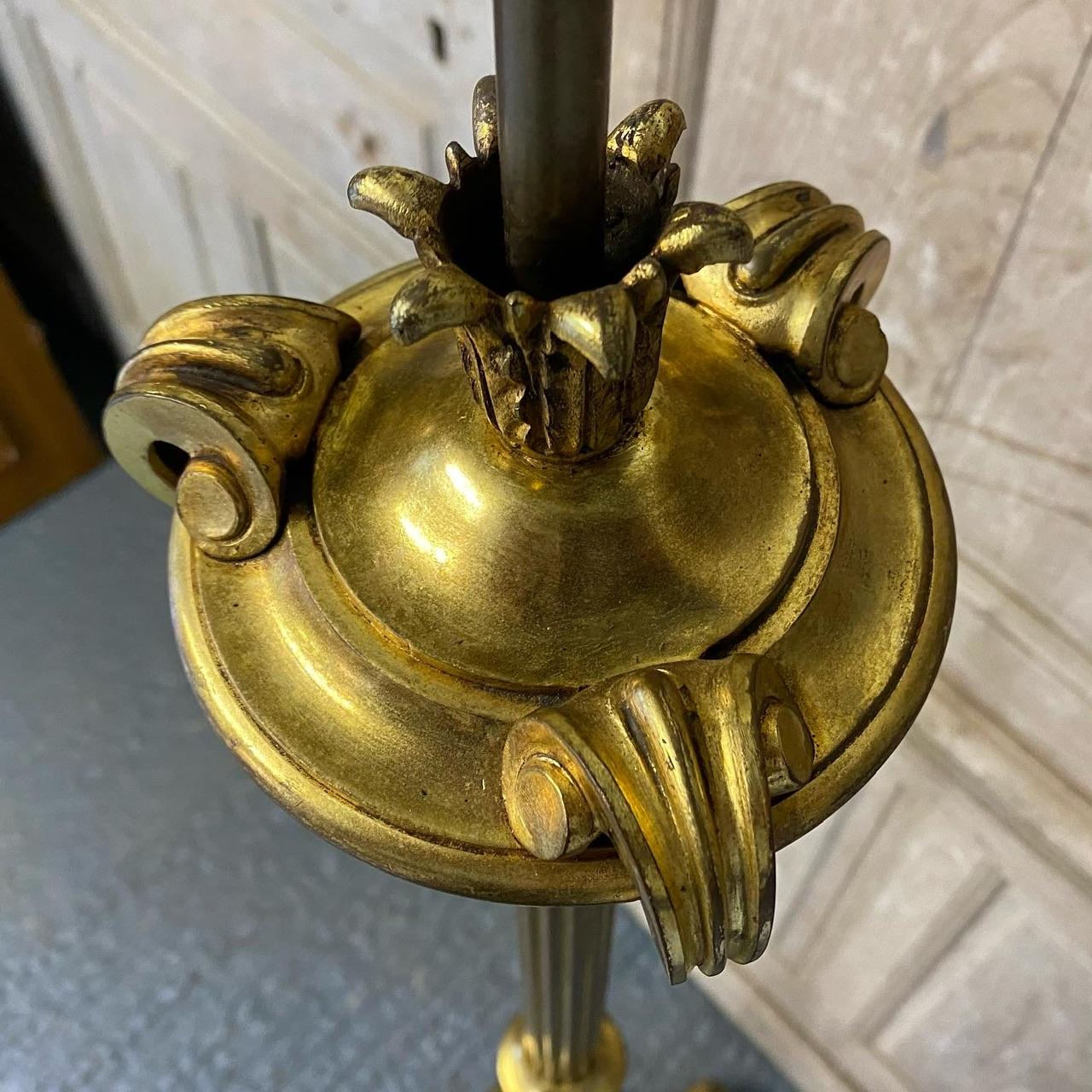 Wonderful Quality French Brass Standard Lamp For Sale 2