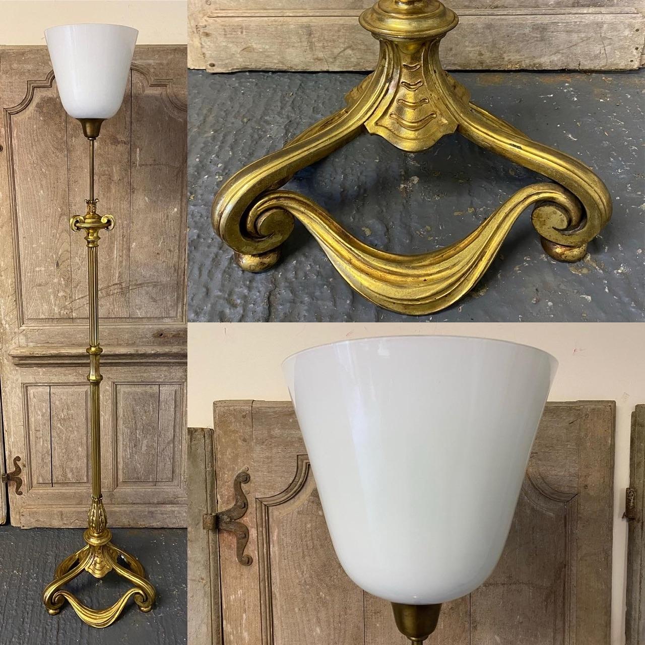 Wonderful Quality French Brass Standard Lamp For Sale 5