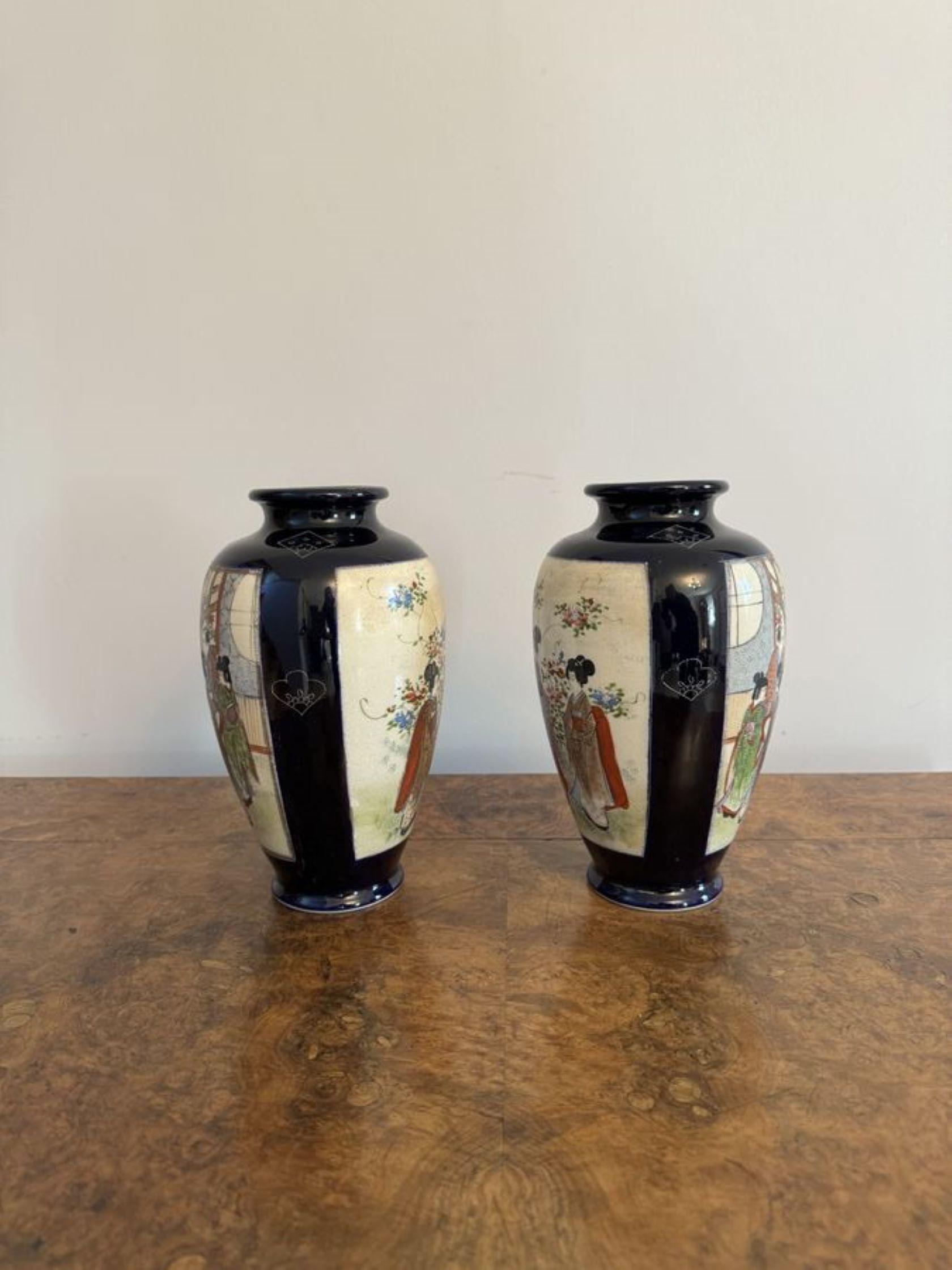 Wonderful quality pair of antique Japanese satsuma vases  In Good Condition For Sale In Ipswich, GB