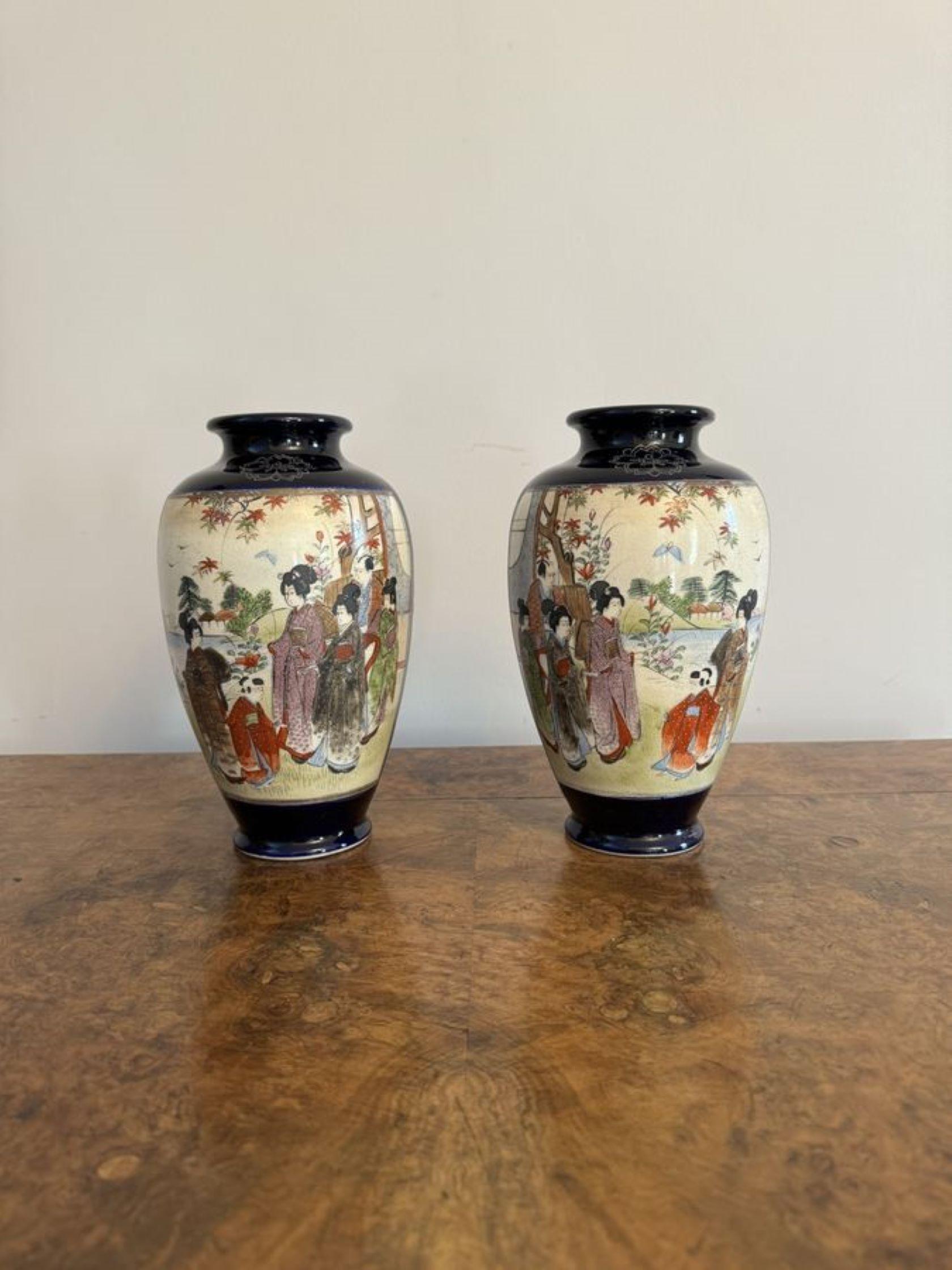 Wunderbares Paar antiker japanischer Satsuma-Vasen von hoher Qualität  im Angebot 3