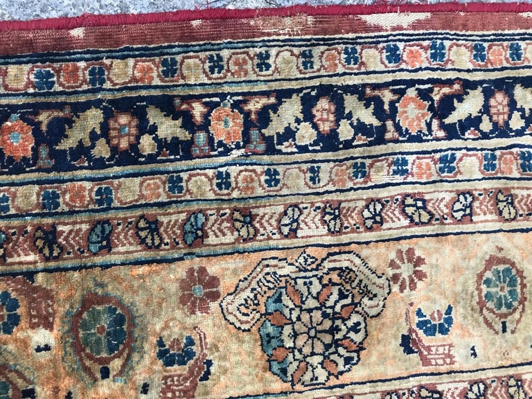 Wonderful Rare Antique Silk Tabriz Prayer Rug For Sale at 1stDibs
