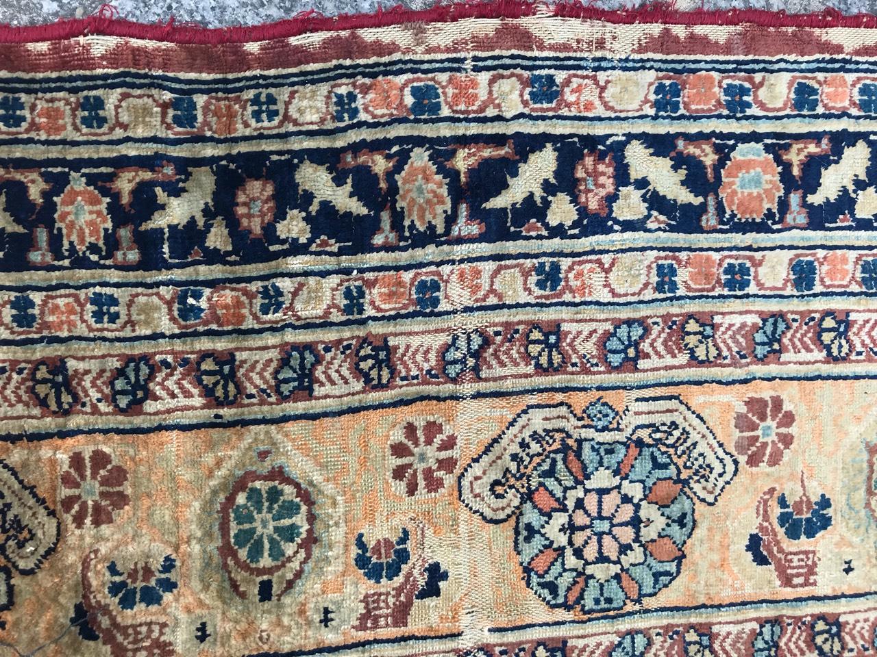 Wonderful Rare Antique Silk Tabriz Prayer Rug 5