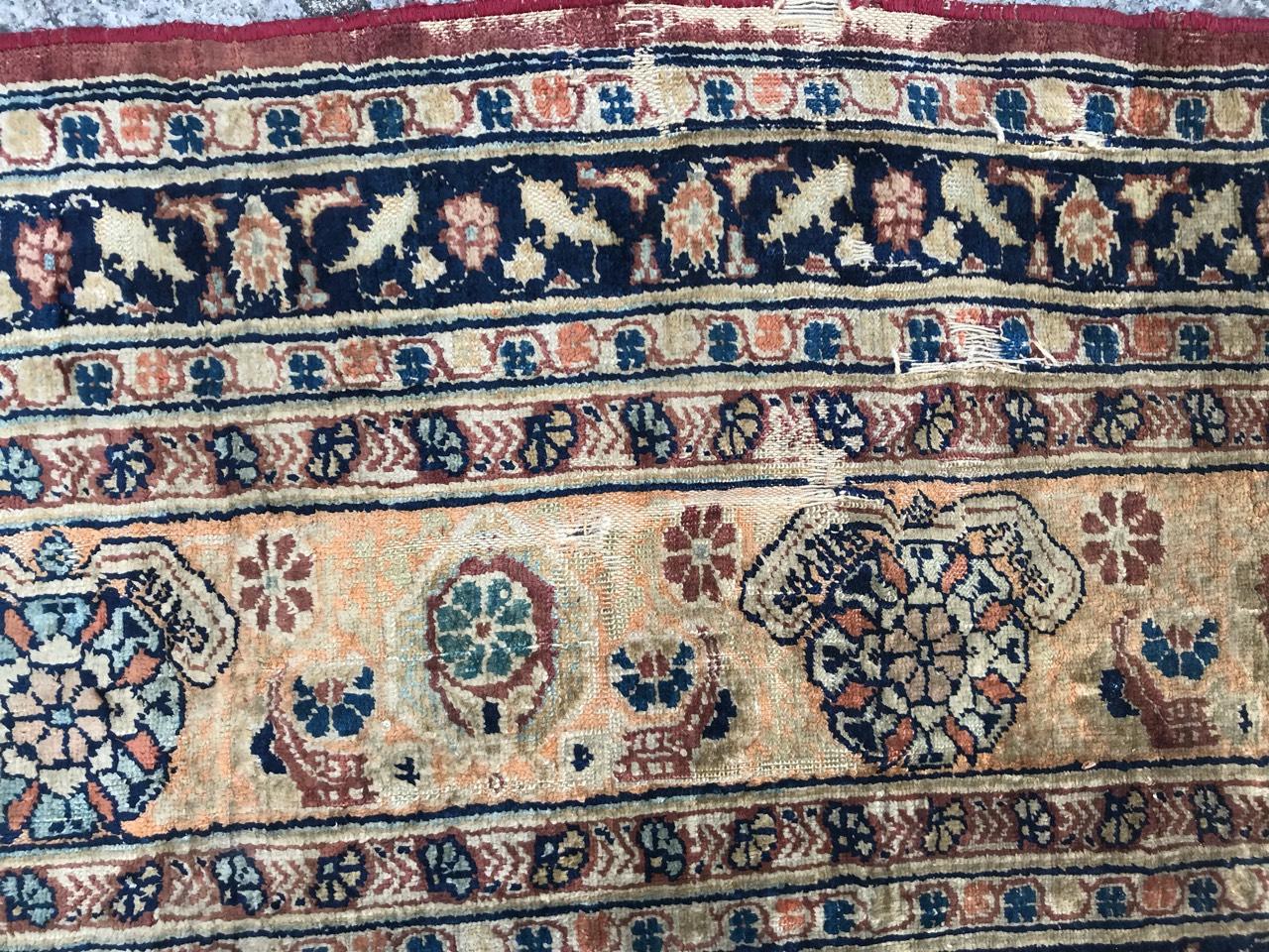 Wonderful Rare Antique Silk Tabriz Prayer Rug 7