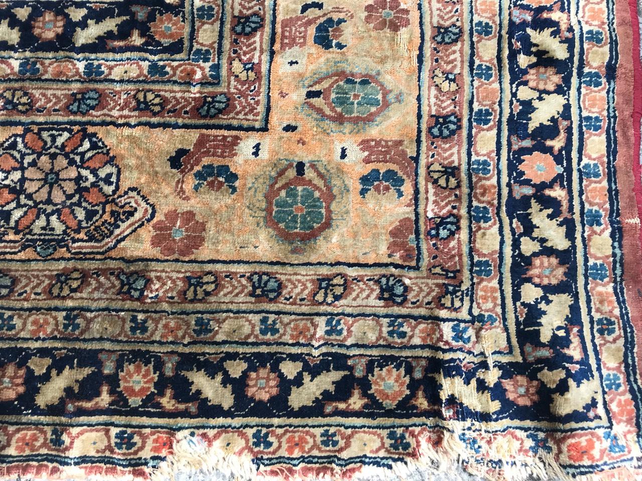 Wonderful Rare Antique Silk Tabriz Prayer Rug 8