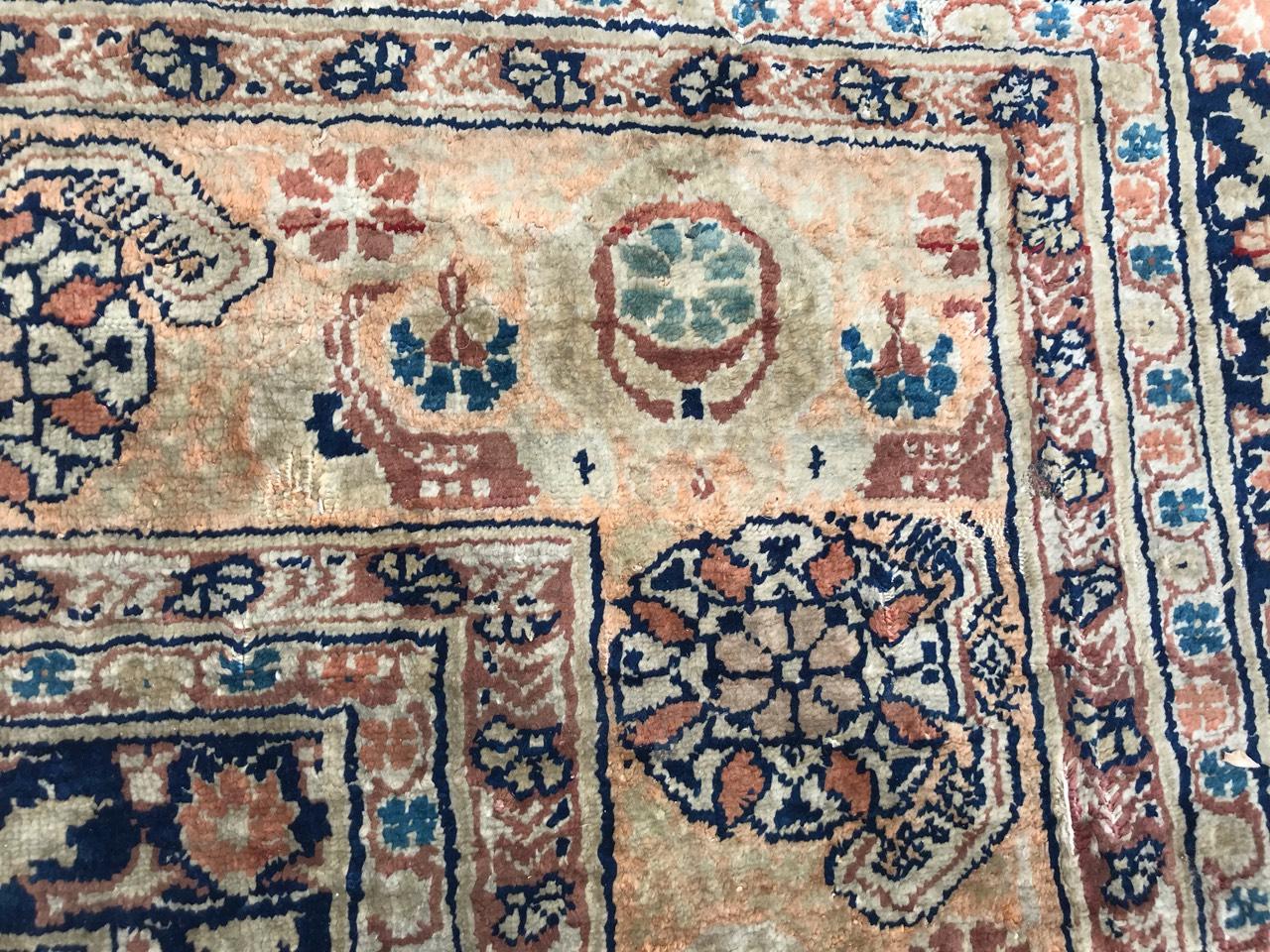 Wonderful Rare Antique Silk Tabriz Prayer Rug 11