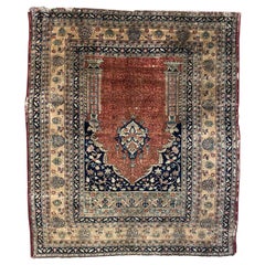 Wonderful Rare Antique Silk Tabriz Prayer Rug