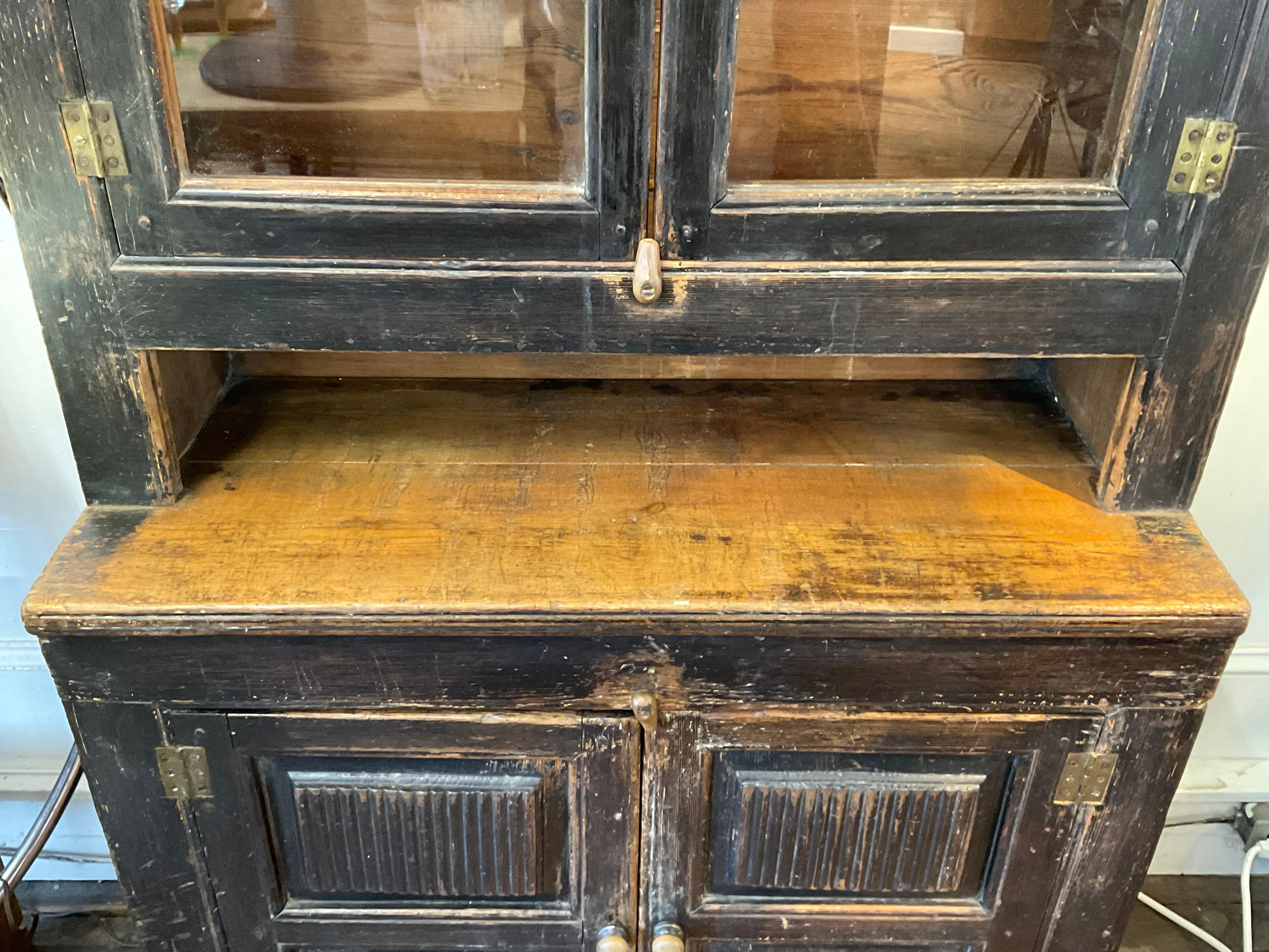 Wonderful Rare Distressed Early 19th Century Canadian Hutch Cupboard 6