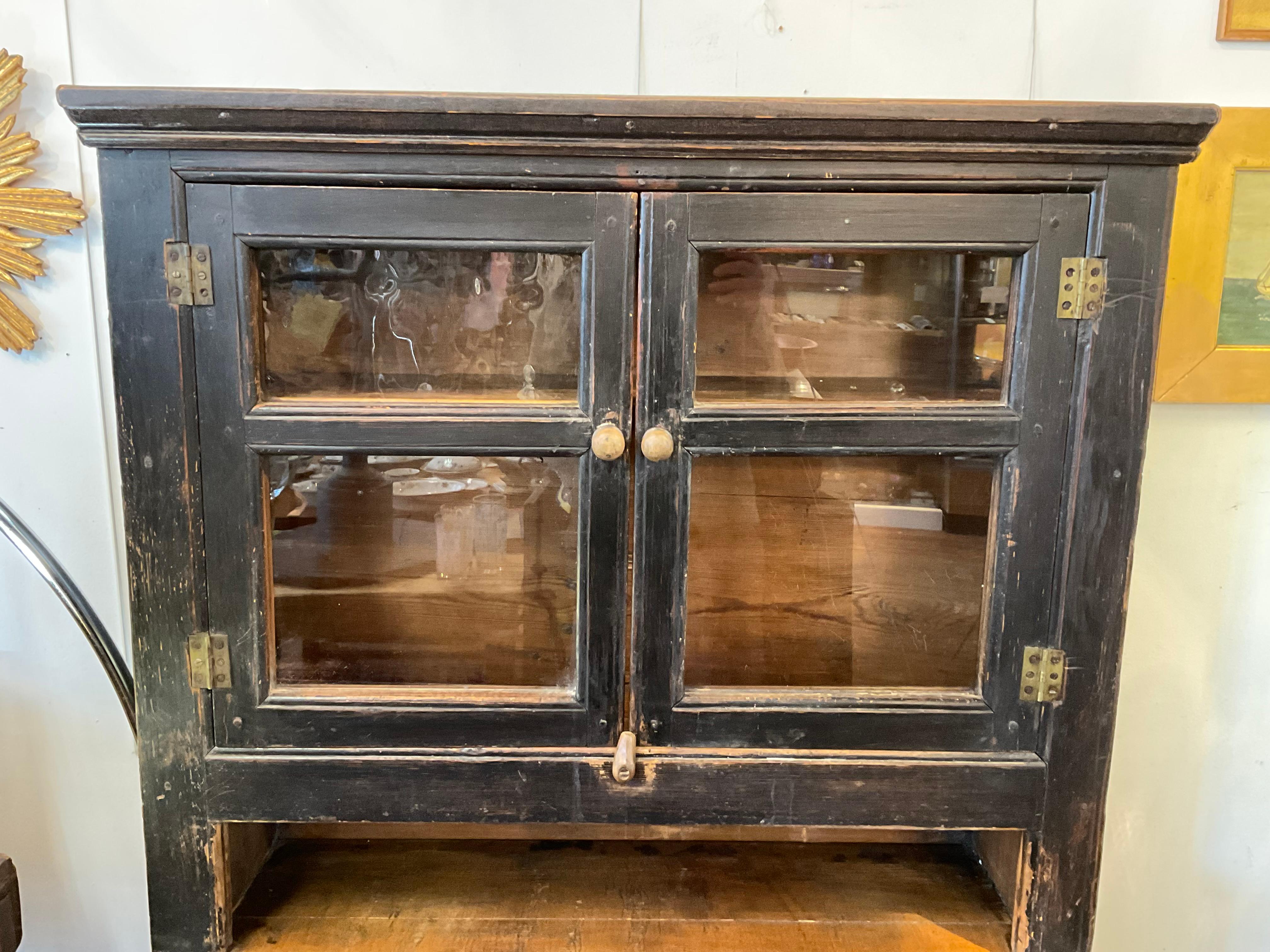 Wonderful Rare Distressed Early 19th Century Canadian Hutch Cupboard 10