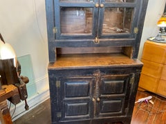 Wonderful Rare Distressed Early 19th Century Canadian Hutch Cupboard