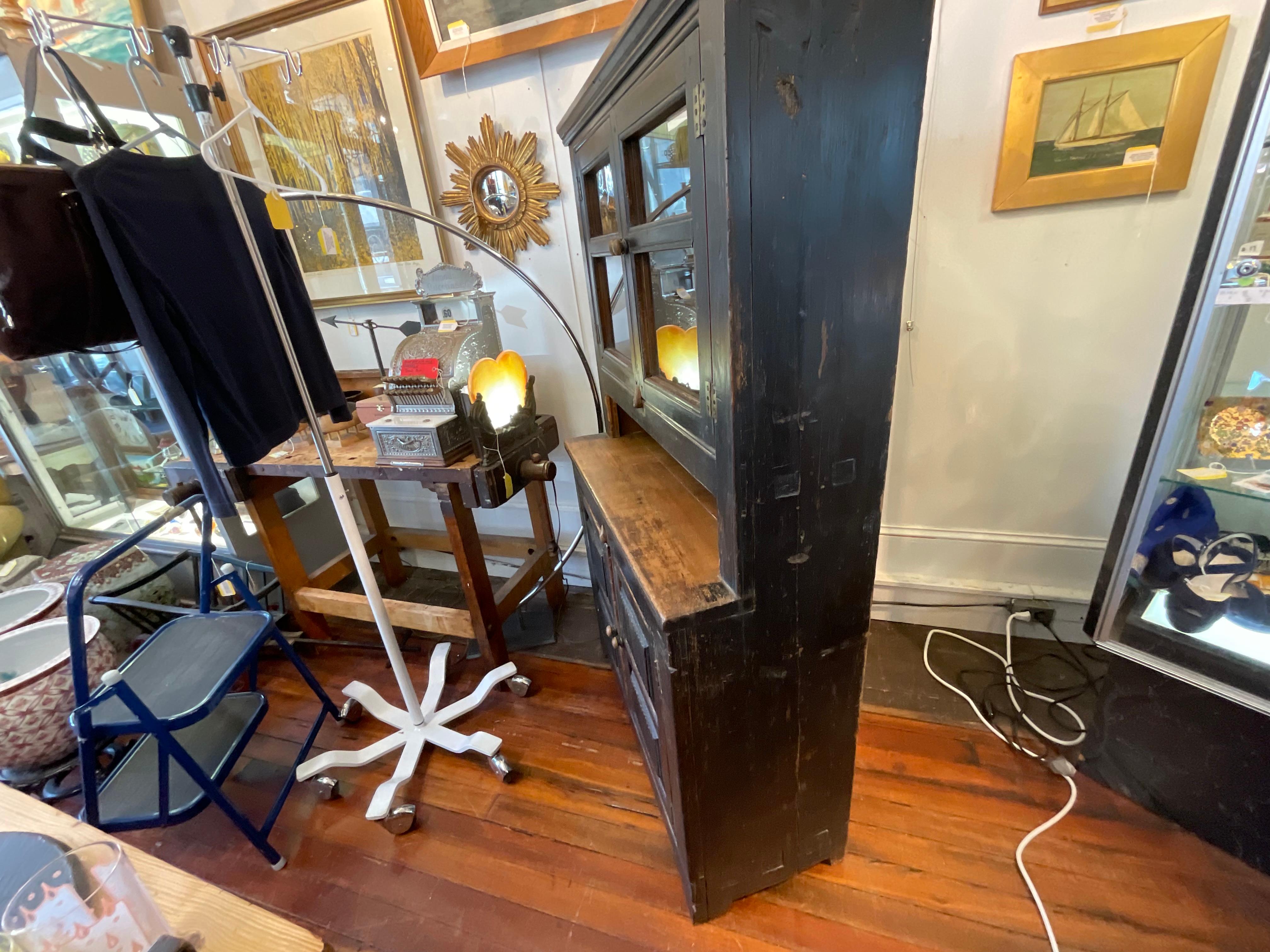 Wonderful Rare Distressed Early 19th Century Canadian Hutch Cupboard 1