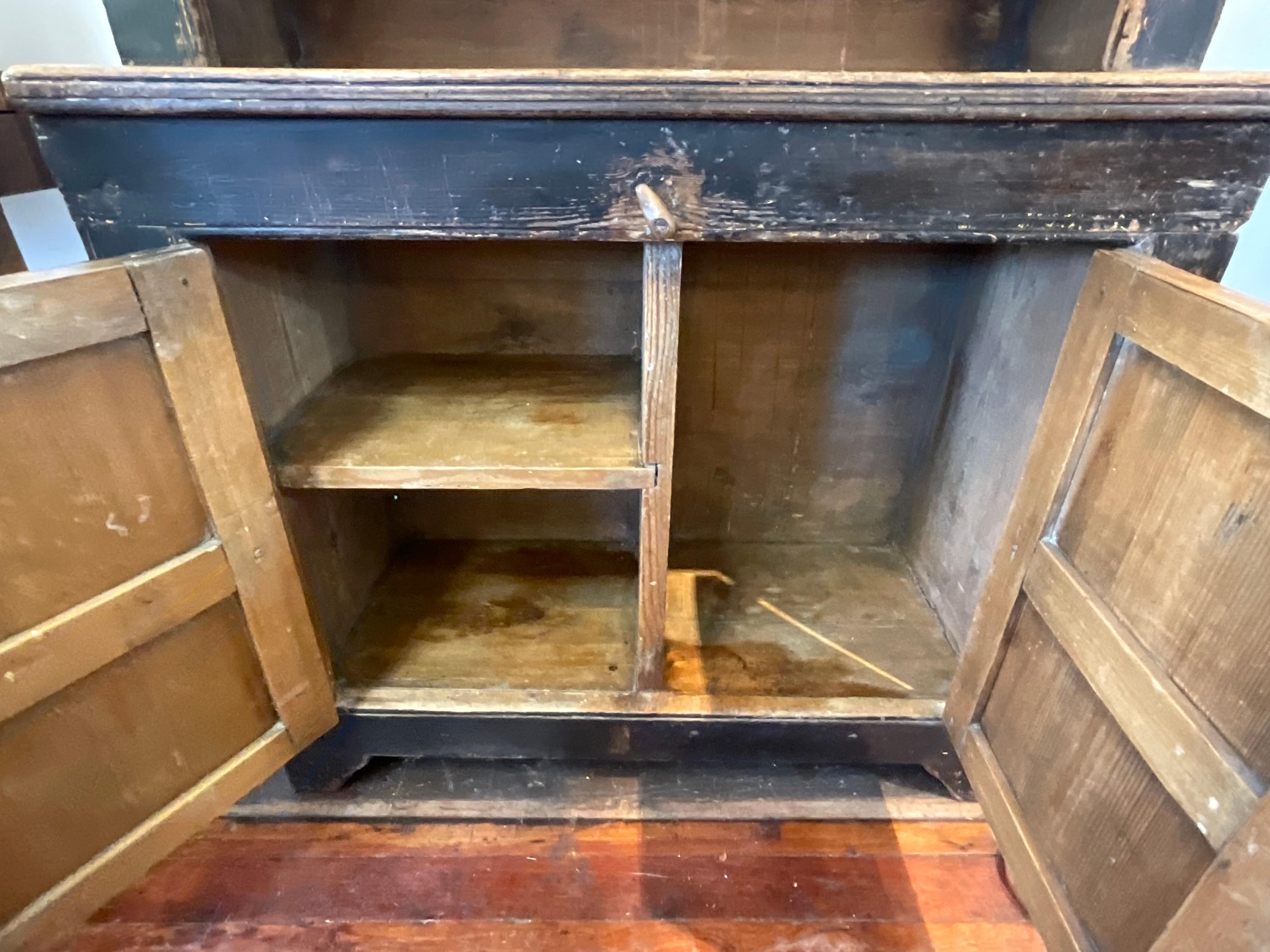 Wonderful Rare Distressed Early 19th Century Canadian Hutch Cupboard 4