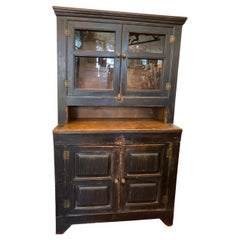 Wonderful Rare Distressed Early 19th Century Canadian Hutch Cupboard