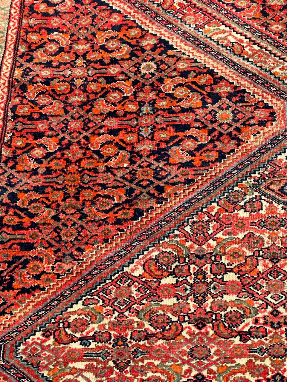 Maravillosa y rara alfombra antigua malayer Farahan siglo XIX en venta
