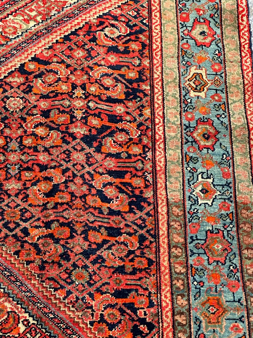 Maravillosa y rara alfombra antigua malayer Farahan Lana en venta