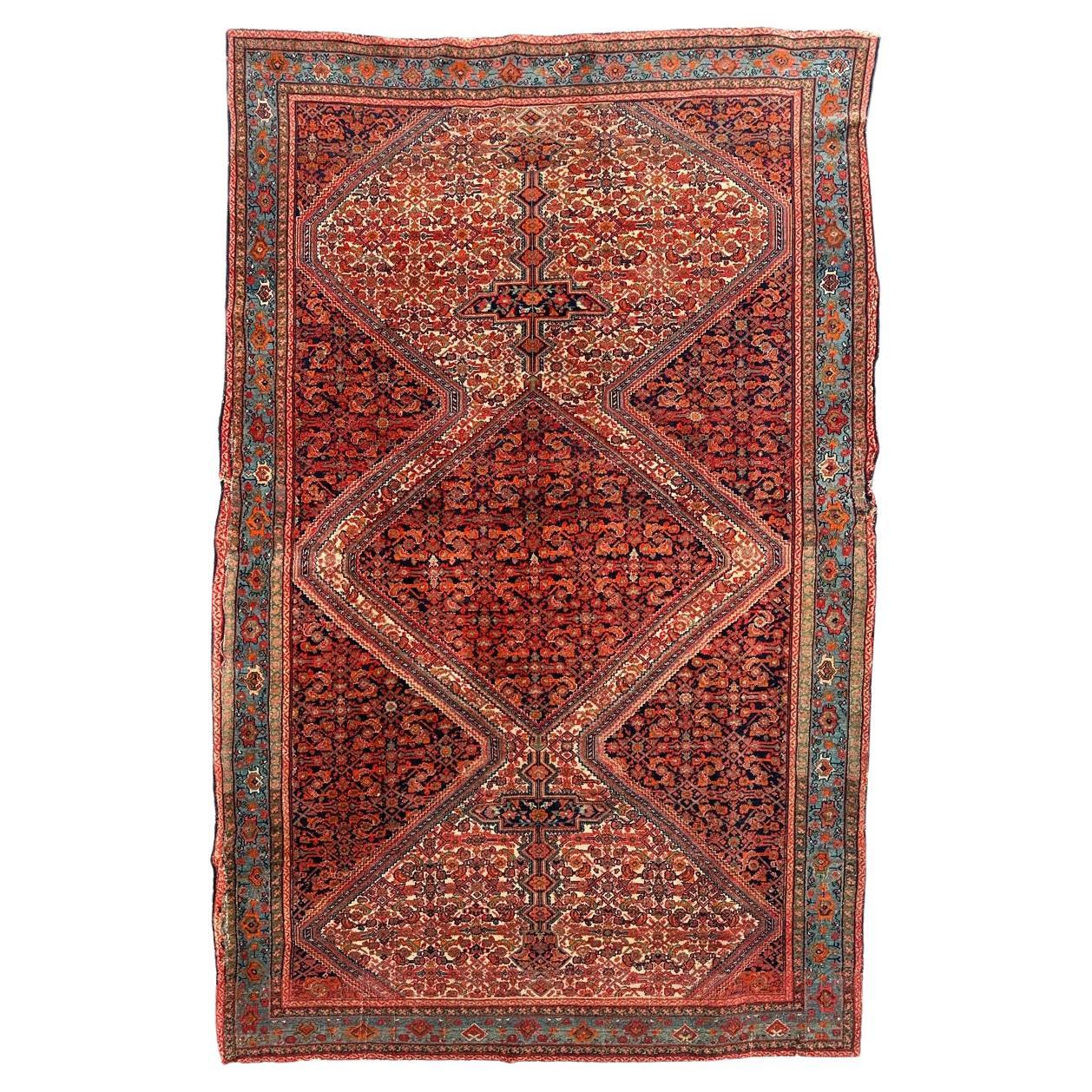 Maravillosa y rara alfombra antigua malayer Farahan en venta
