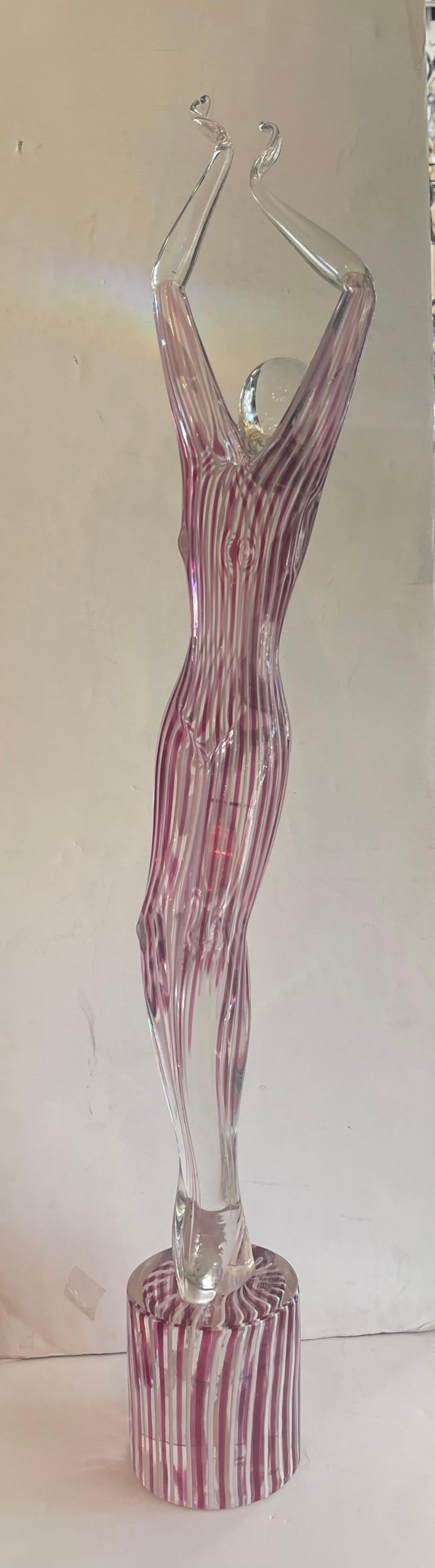 Mid-Century Modern Merveilleux Rare Grand Renato Anatra Art Glass Swirl Lady Dancing Murano Figure en vente