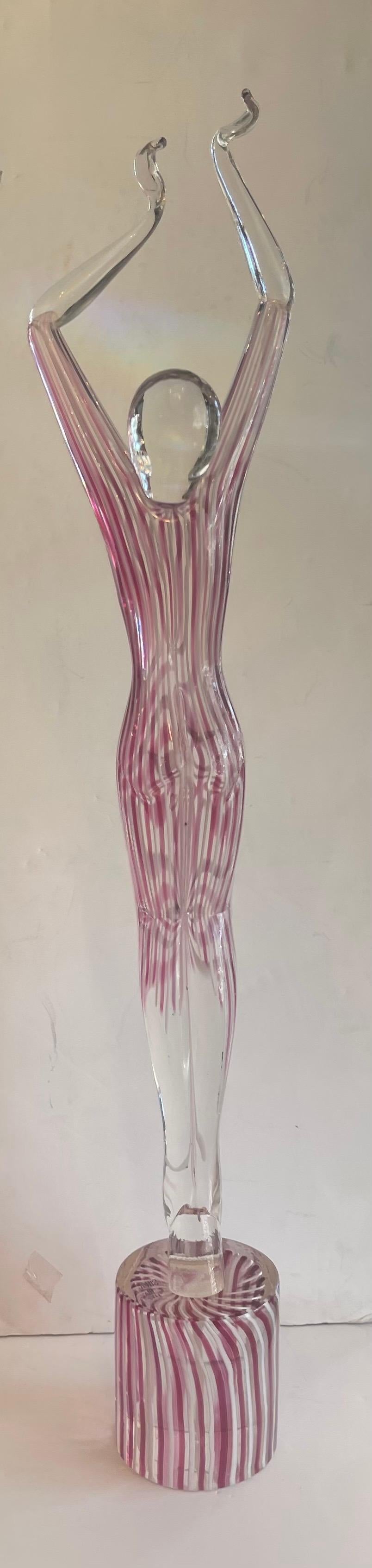 italien Merveilleux Rare Grand Renato Anatra Art Glass Swirl Lady Dancing Murano Figure en vente