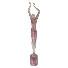 Wonderful Rare Large Renato Anatra Swirl Art Glass Lady Dancing Murano Figure
