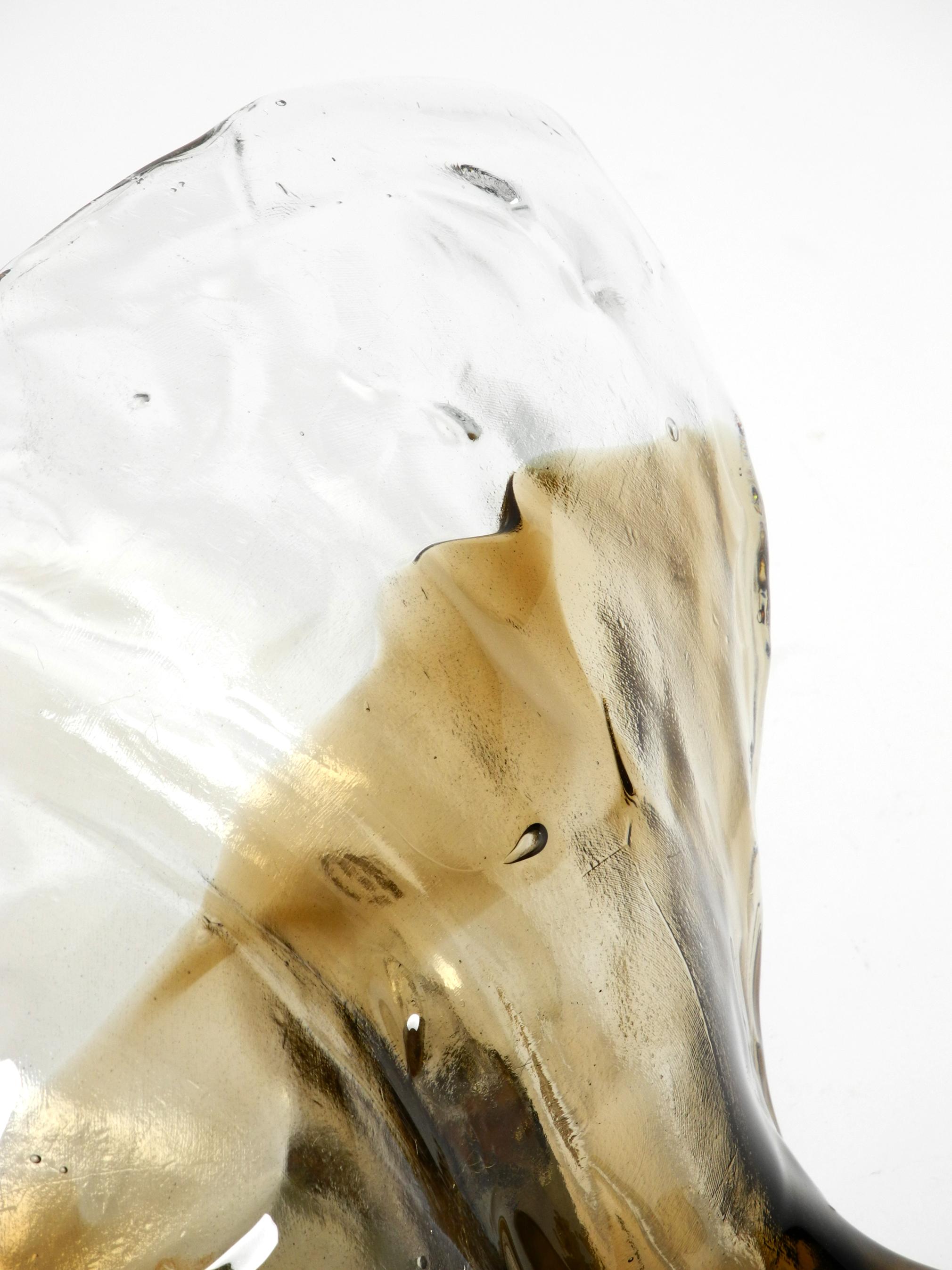 Wonderful Rare Original 1960s J.T. Kalmar Heavy Ice Glass Blossom Wall Lamp 6