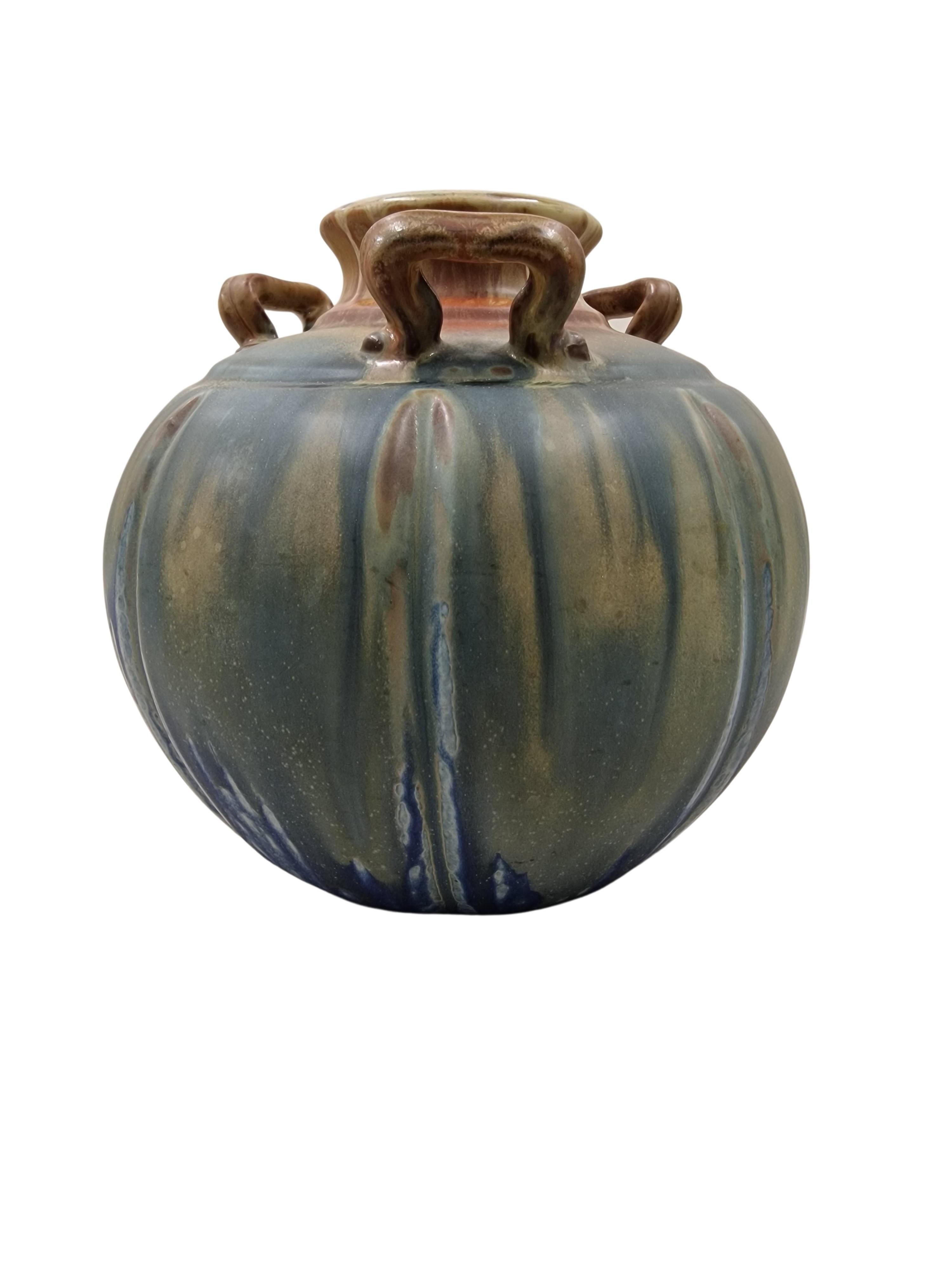 Ceramic Very Rare Run Glaze Flower Vase, Collector's Item, 1920s, Art Deco, France For Sale
