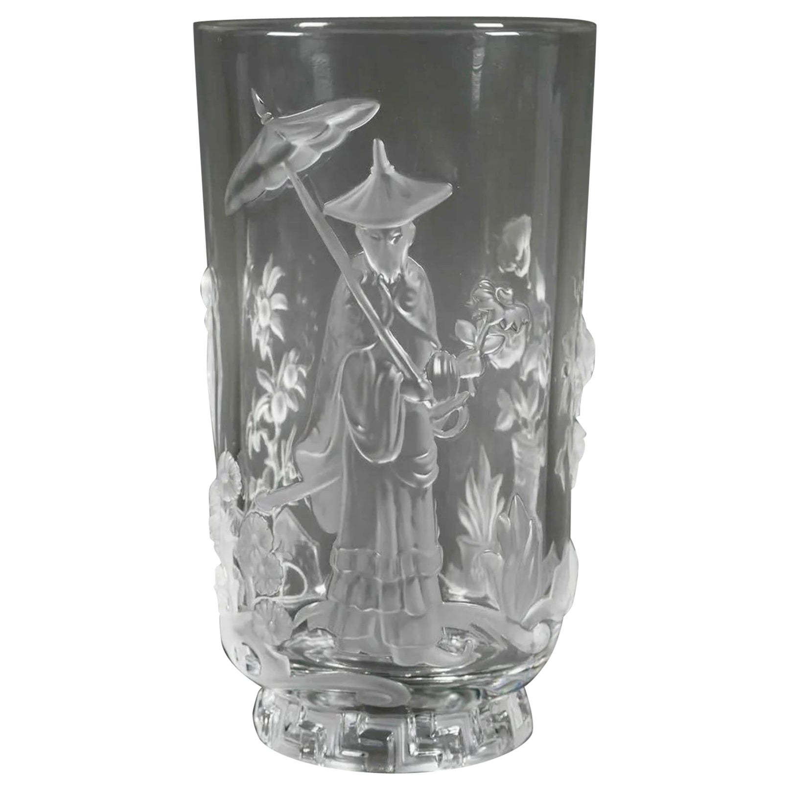 Meraviglioso e raro vaso orientale in vetro di Verlys Art Mandarin Chinoiserie